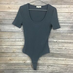 Madewell cameo scoop ribbed Grey bodysuit